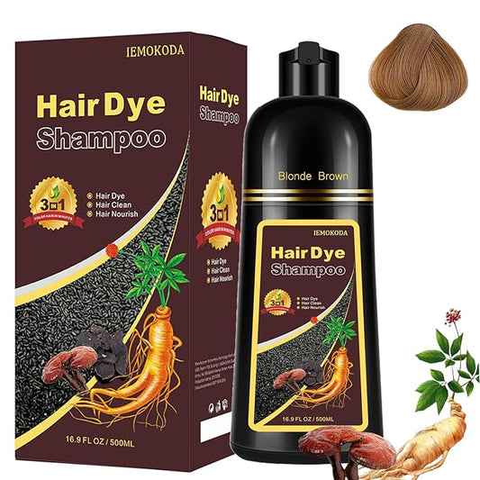 Blonde Brown Hair Dye Shampoo 3 in 1 - Instant Shampoo Para Pintar el Cabello Refresh Hair Color, Herbal Shampoo Hair Dye for Women Men, Easy to Use & Long Lasting Hair Color Shampoo 16.90 oz-BrightBean Baby