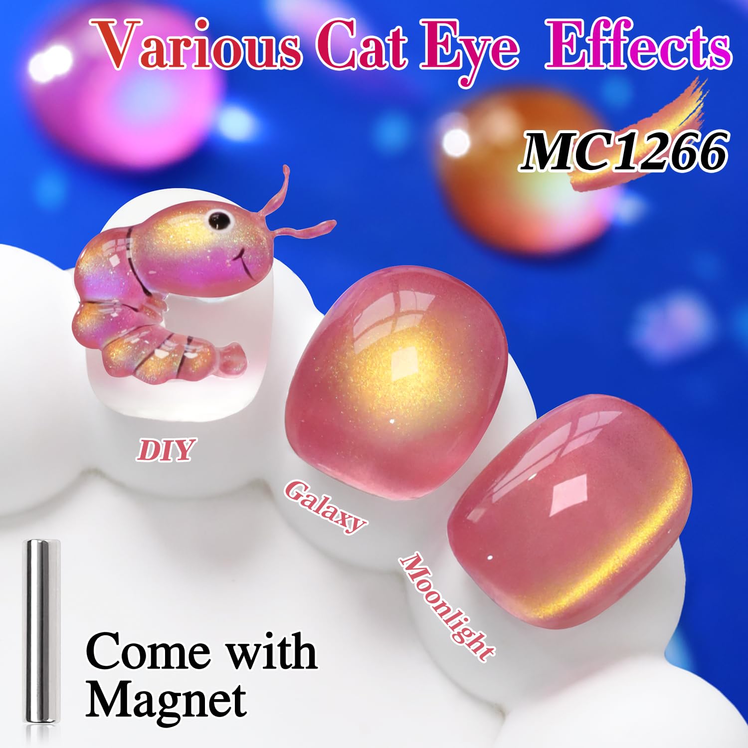 Double Rhythm Jelly Glass Cat Eye Gel Polish with Magnet 15ML Holographic Glitter Shimmer Translucent Sheer Color Magnetic Nail Polish Salon DIY at Home (Navy Purple-MC1266)-BrightBean Baby