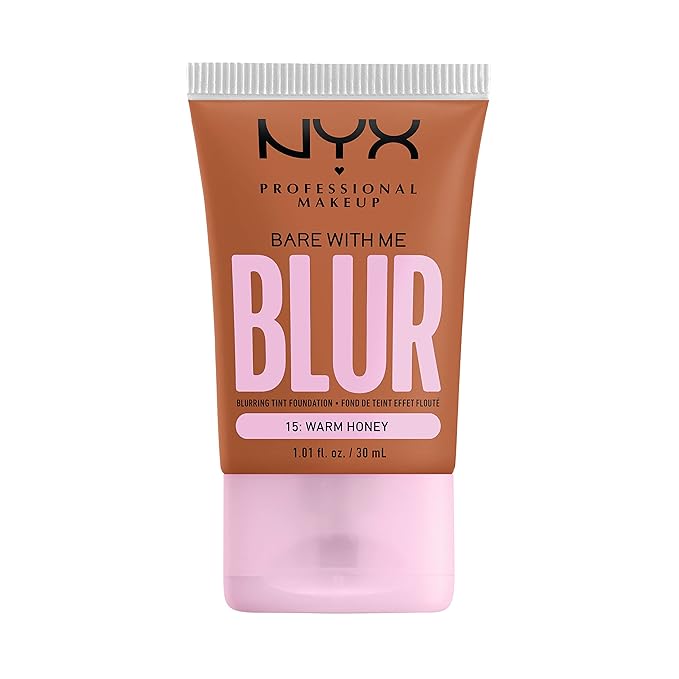 NYX PROFESSIONAL MAKEUP Bare With Me Blur Skin Tint Foundation Make Up with Matcha, Glycerin & Niacinamide - Warm Honey-BrightBean Baby