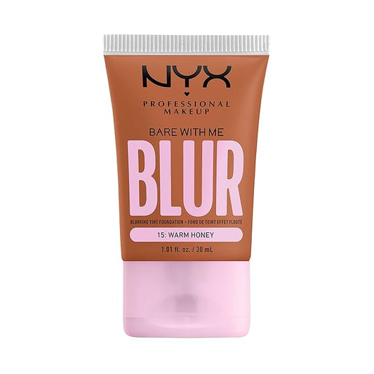 NYX PROFESSIONAL MAKEUP Bare With Me Blur Skin Tint Foundation Make Up with Matcha, Glycerin & Niacinamide - Warm Honey-BrightBean Baby