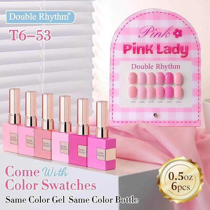 Double Rhythm 6 Pcs 15 ML Gel Polish Set Same Color Same Bottle Soak Off Gel Polish Kit Nail Art Manicure Salon DIY at Home for Women (Neutral Skin Pink Nude Beige -T6-53)-BrightBean Baby