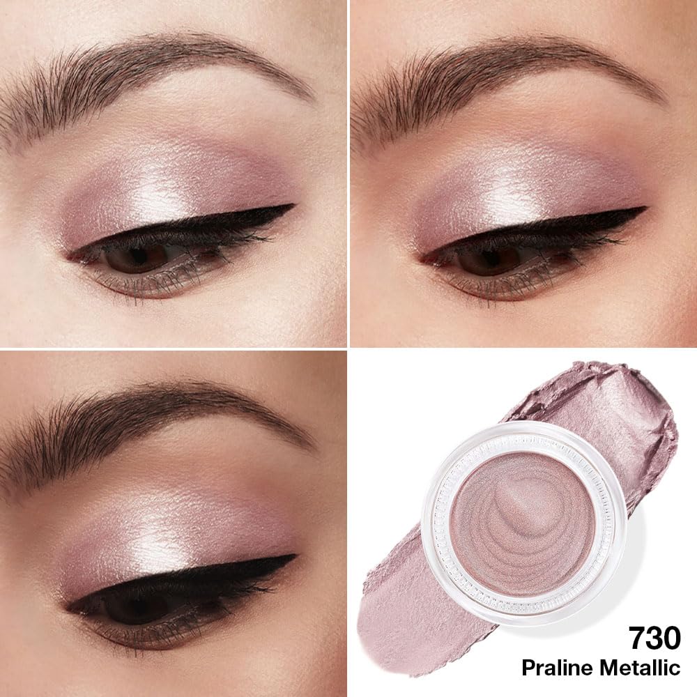 Kaely Single Cream Eyeshadow Pot, Praline Metallic Eye Shadow for Older Women High Pigmented Waterproof, Natural Eyeshadow Palette Makeup Brightener, sombras en crema para ojos, Blendable, 730-BrightBean Baby