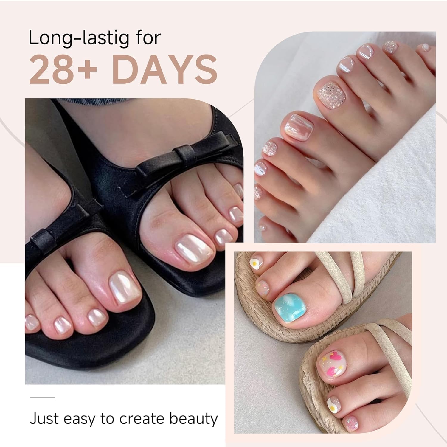 UNA GELLA Toe Nail Tips 504Pcs - Full Cover Matte Squavol Toe Nails Soft Gel Pre-file Gel Toe Nail Tips For Toe Nail Extensions Home DIY Nail Salon Soak Off 15 Sizes-BrightBean Baby