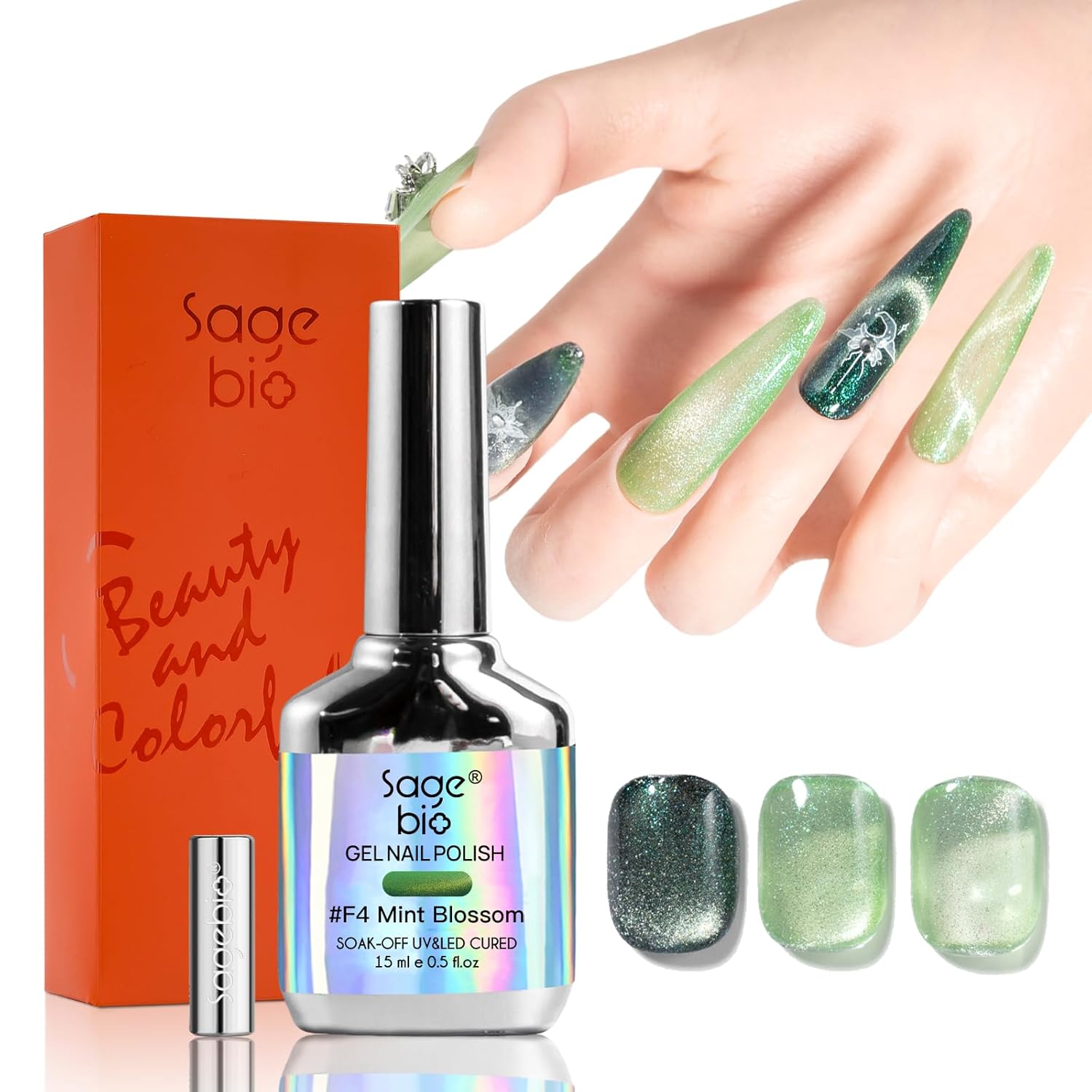 Cat Eye Gel Nail Polish, 15ml Magnetic Gel, High-Gloss Finish, Long-Lasting, DIY Manicure Kit with Magnet Stick, Stunning 3D Magnetic Effect, 03-BrightBean Baby