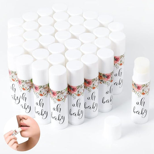40 Pieces Lip Balm Bulk Baby Shower Jasmine Lip Balm Favors Floral Moisturizing Lip Balm for Women Children Men Girl kids Gender Reveal Favors Gift Baskets (Flower)-BrightBean Baby
