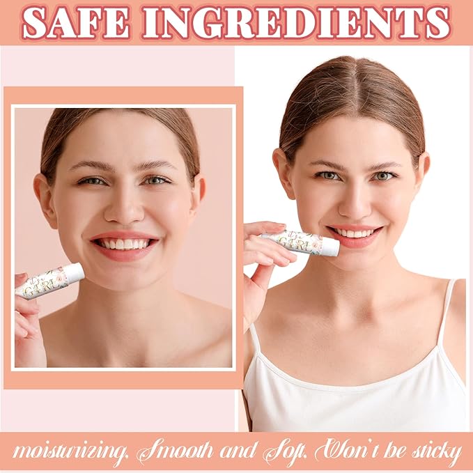 30 Sets Baby Shower Lip Balm Bulk Baby Shower Favors Pink Floral Gender Reveal Small Lip Balm wedding Thank You Gifts Honey Moisturizing Lip Balm Favors for Guest Coworkers Women Men-BrightBean Baby