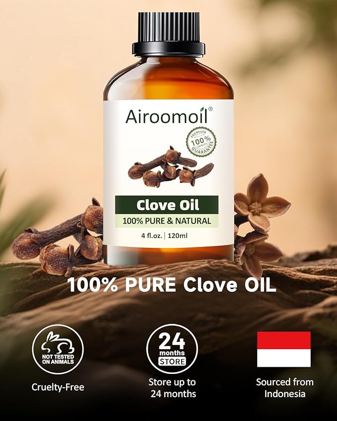 Pure Clove Essential Oil, 100% Pure Natural Clove Essential Oil, Premium Grade Essential Oils for Diffusers for Home, Skin, Care Massage, Soap Making, Aromatherapy, 4 Fl Oz | 120ml-BrightBean Baby