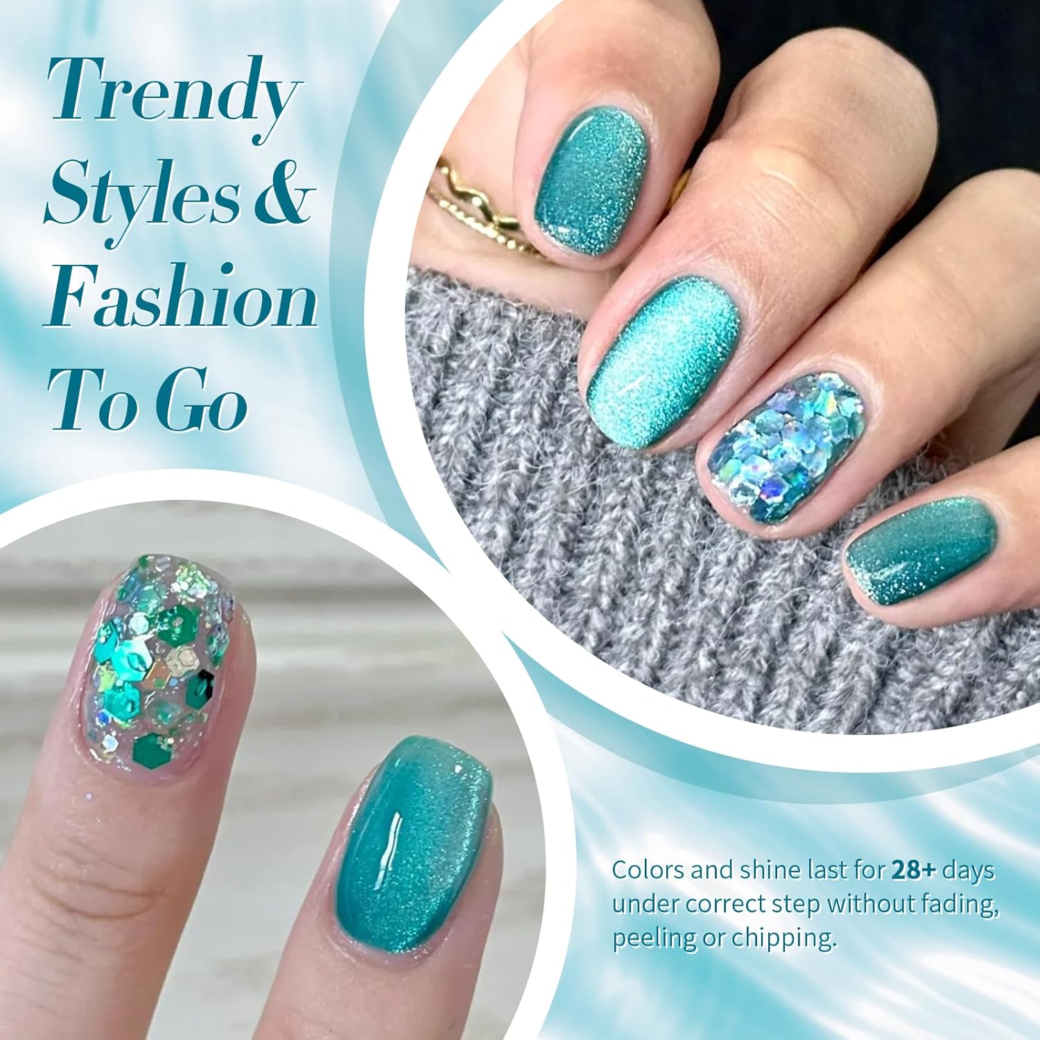 BORN PRETTY Cat Magnetic Eye Gel Nail Polish, Blue Melbourne Glitter Cat Magnetic Gel Nail Polish, Holographic Magnetic Nail Polish for Nail Art Manicure Salon DIY at Home 15ML-BrightBean Baby