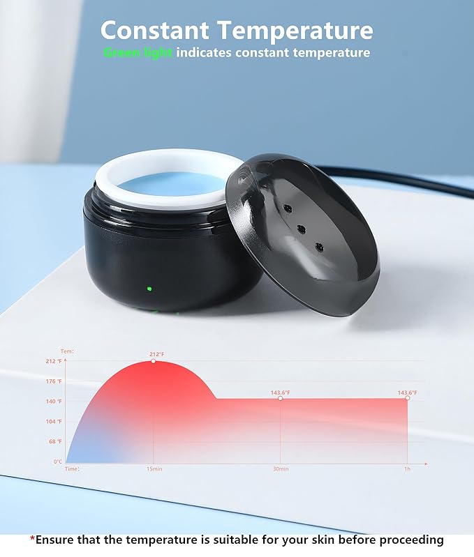 Nose Wax Kit - Travel Wax Warmer for Hair Removal with 100g Waxs, 15 Applicators, 30 Nose Hair Sticks 2 Silicone Pots, 1 Bag Constant Temperature, 15-20 Times Black - Round | Black | Mini-BrightBean Baby