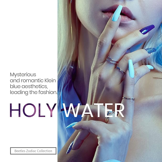 Beetles Blue Gel Nail Polish,6 Colors Baby Blue Glitter Aquarius Holy Water Collection Fall Winter Gel Polish Soak off Uv Led Lamp Nail Art Manicure Gifts for Women-BrightBean Baby