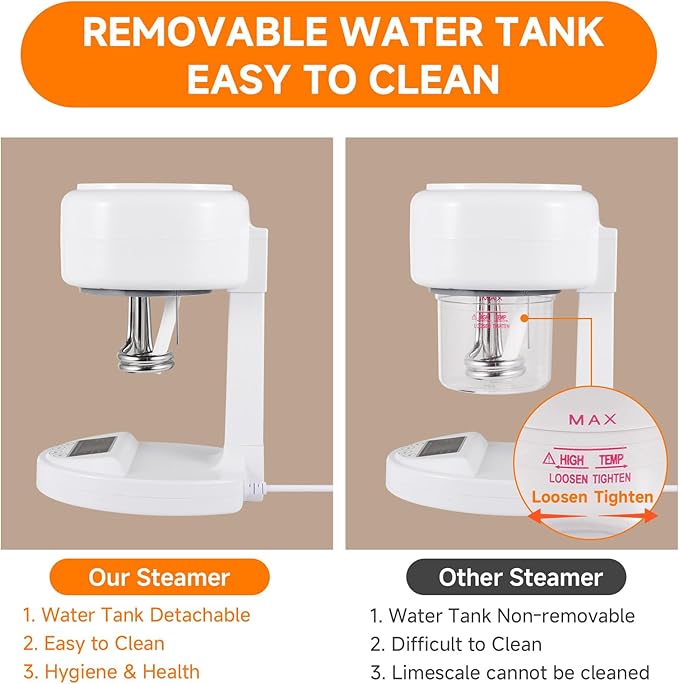 Ozone Facial Steamer, Portable Nano Ionic Face Steamer with LCD Screen, Extendable 360° Rotating Arm, Rotatable Nozzle, Hot Mist Function for Personal Care at Home or Salon-BrightBean Baby