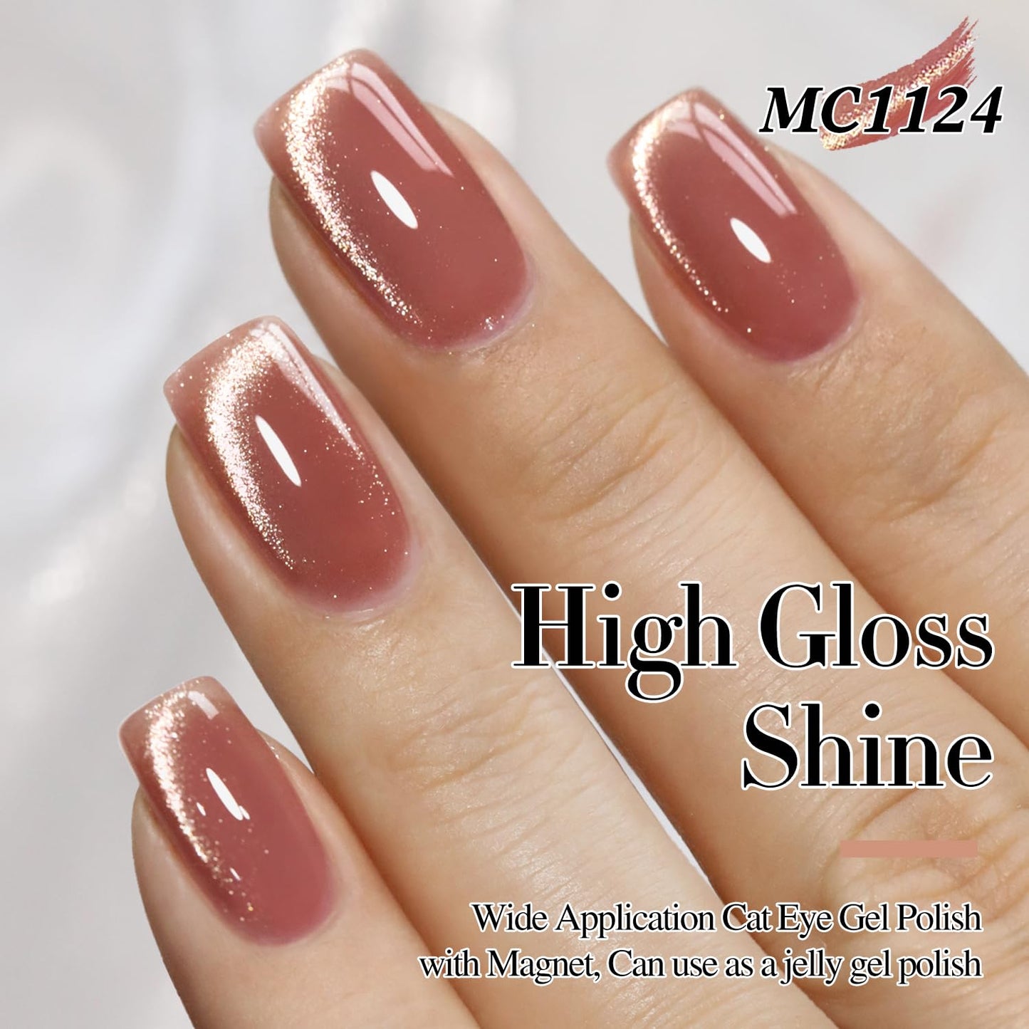 Double Rhythm 15ML Ice Glass Cat Eye Gel Polish with Magnet Holographic Glitter Shimmer Translucent Sheer Color Salon Soak Off Magnetic Nail at Home (Plum Purple-MC1124)-BrightBean Baby