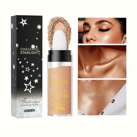 Fairy Highlight Puff Stick Highlight Patting Powder - Multi-Functional Shimmer Powder for Illuminating and Brightening Your Face and Body (#03 Gold Brown)-BrightBean Baby
