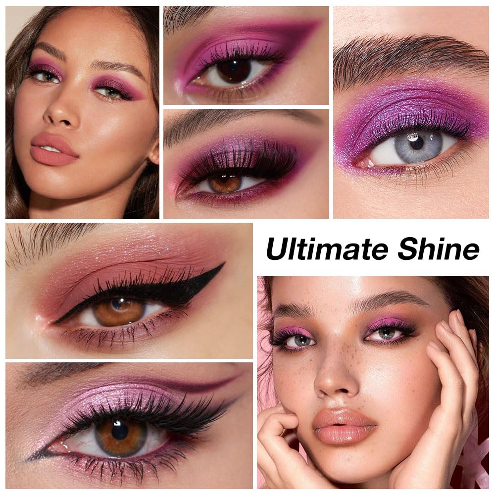 Purple Eyeshadow Palette with Mirror for Eye Makeup,16 Color Blue Green Pink Gold Colorful Matte Glitter Highly Pigmented Korean Natural Rainbow Eye Shadow palette,Blendable-01-BrightBean Baby