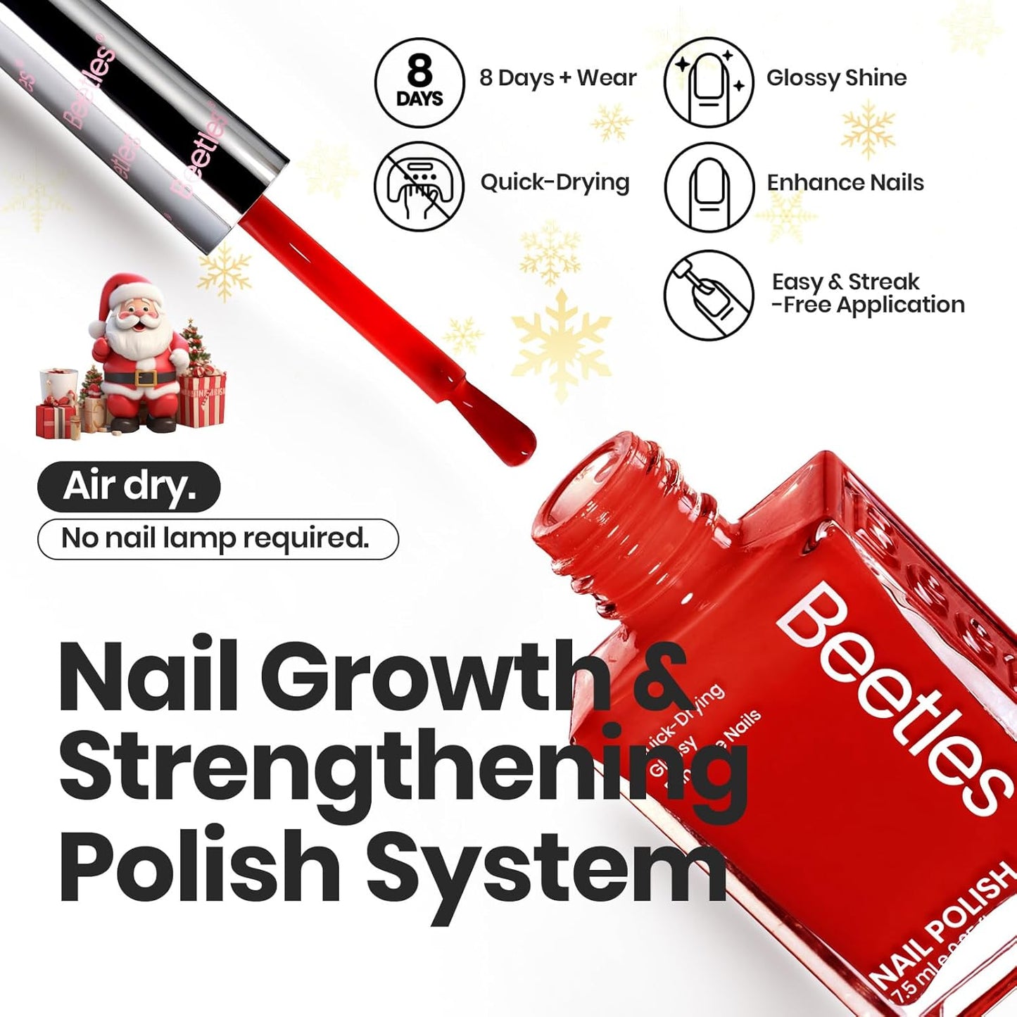 Beetles Red Nail Polish: 6Pcs Glitter Burgundy Red Sparkle Nail Polish Set, Quick Dry & Long Lasting Brilliant Overture White Silver Diy 4th of July Nail Art Design Gifts for Women-BrightBean Baby