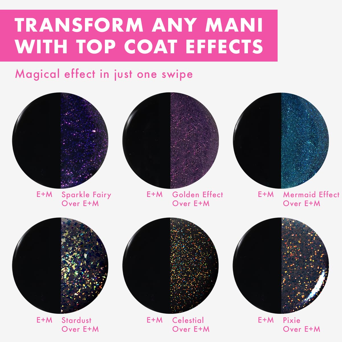 Olive & June Long Lasting Nail Polish Top Coat - Sparkle Fairy | Gel-Like Finish | No Lamp Needed, Lasts up to 10 days | Salon-Quality at Home | Vegan & Cruelty-Free, Chip-Resistant | Iridescent Flake-BrightBean Baby