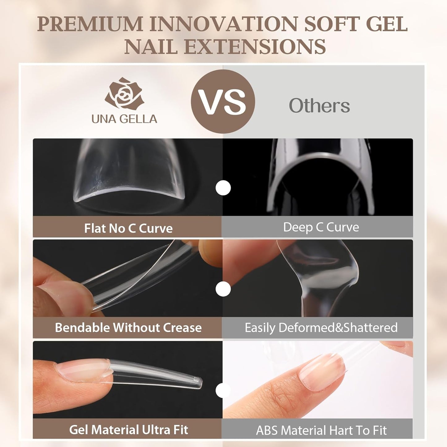 UNA GELLA XXL Coffin Nails Tips Full Cover 216pcs Extra Long Coffin Nail Tips No C Curve Clear Coffin Ballerina Nail Tips False Fake Acrylic Nails for Nail Extensions DIY Art Salon-BrightBean Baby