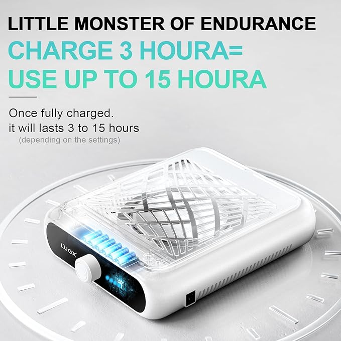 L'UGX Rechargeable Nail Dust Collector with 2 Reusable Filter, Professional Nail Vacuum Dust Collector Nail Tech Fan Extractor Powerful Suction Machine, Perfect for Home Salon Use-BrightBean Baby