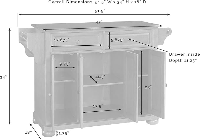 Crosley Furniture Alexandria Wood Top Rolling Kitchen Island Storage Cart, Microwave Stand, Spice Rack, Mahogany