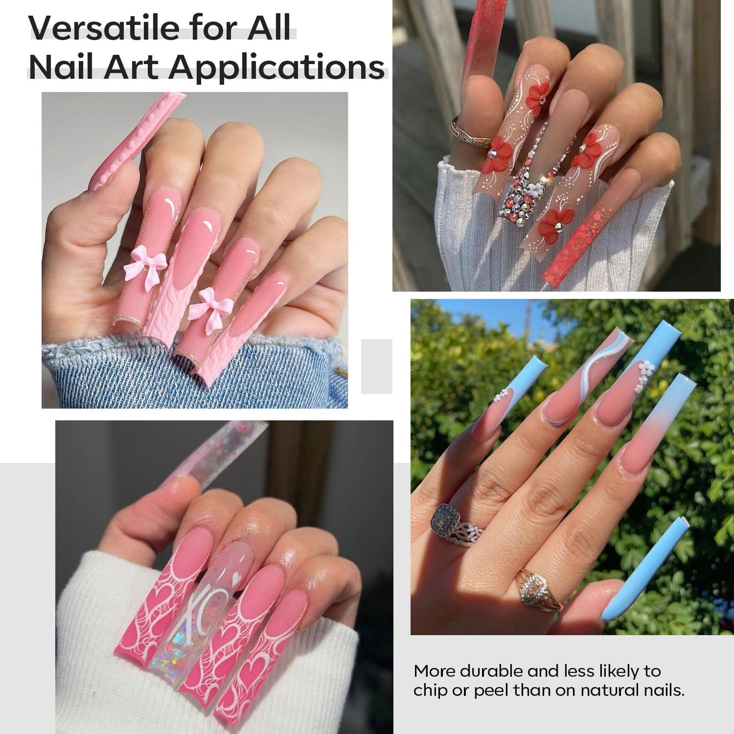 modelones Long Square Nail Tips, 2XXL Straight No C Curve Half Cover Soft Gel Tips Pre-shaped Acrylic Fake Nails False Clear Press on Extension Gel Kit Manicure DIY at Home 216PCS 12Sizes-BrightBean Baby