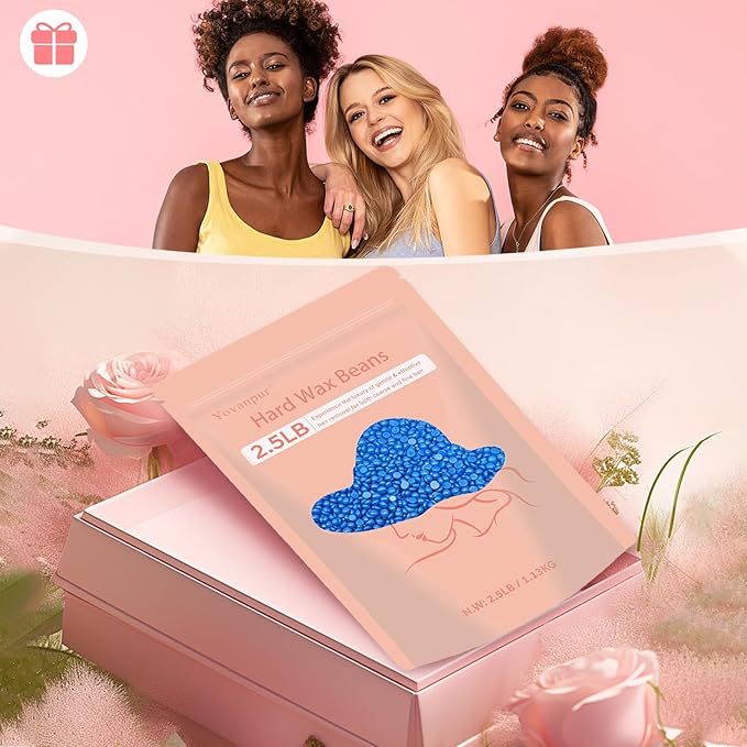 2.5lb Wax Beads for Hair Removal, Hard Wax Beans for Sensitive Skin, Bulk Hair Removal Waxing Beads for Brazilian, Bikini, Face, Eyebrows, Underarms, Legs, Women and Men (Blue)-BrightBean Baby