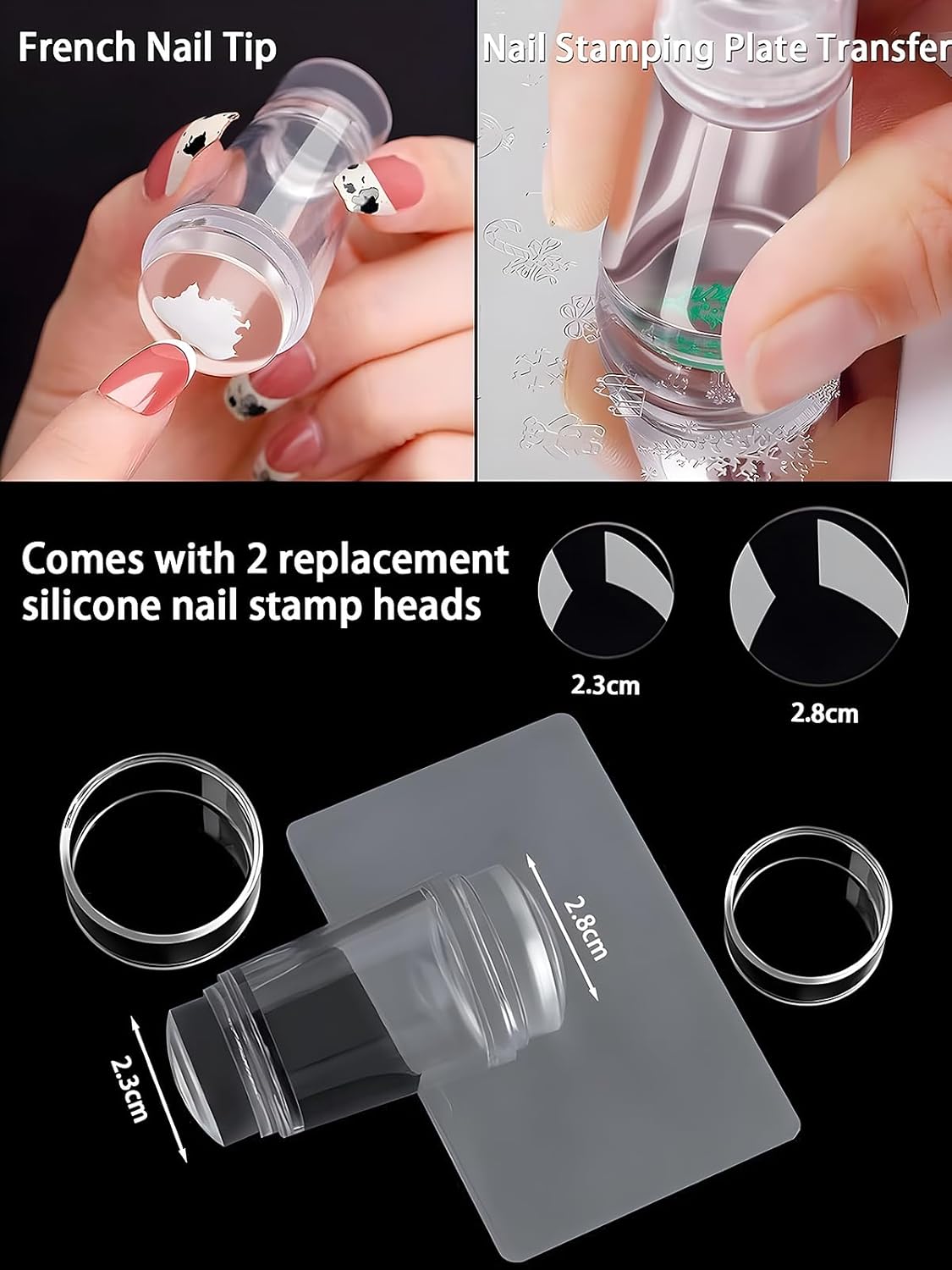 French Tip Nail Stamp Kit – Complete French Nail Art Set with Nail Guide Stickers, Nail Art Brush and Dual Head Silicone Stamper | Perfect for DIY Nail Designs-BrightBean Baby