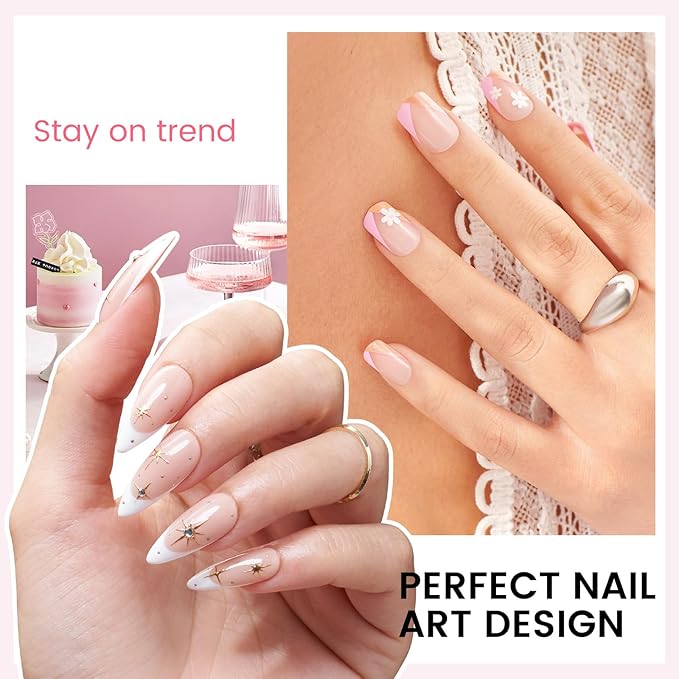 Gel Nail Polish Kit with U V Light, Hema-Free White Light Nude Pink Summer Gel Polish Set with Base & Top Coat Chrome Nail Powder, 4 Colors Mini Salon Nail Art Starter Gift for Women Girl-BrightBean Baby