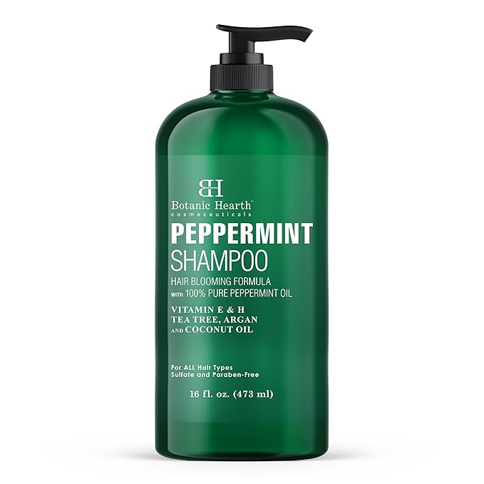 Botanic Hearth Peppermint Oil Shampoo | Hair Blooming Formula With Keratin For Thinning Hair | Fights Hair Loss, Promotes Hair Growth | Sulfate Free For Men And Women | 16 Fl Oz-BrightBean Baby