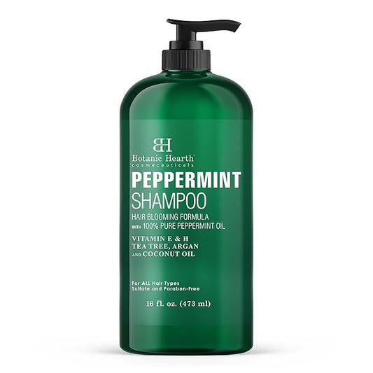 Botanic Hearth Peppermint Oil Shampoo | Hair Blooming Formula With Keratin For Thinning Hair | Fights Hair Loss, Promotes Hair Growth | Sulfate Free For Men And Women | 16 Fl Oz-BrightBean Baby