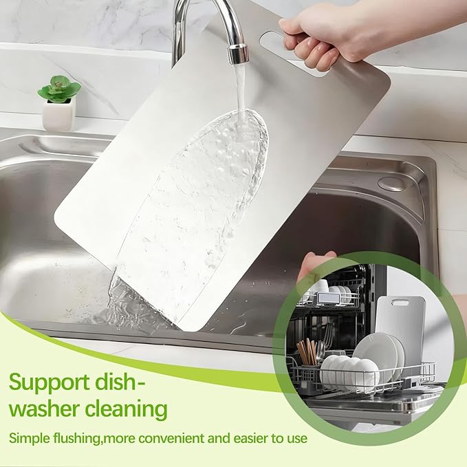 Tavano Titanium Cutting Board,100% Pure Titanium Cutting Boards for Kitchen,2026 New Non Toxic,Double-Sided Food Grade Chopping Board for Meat,Vegetable,Fruit,Outdoor Camping(M+L-2PC)