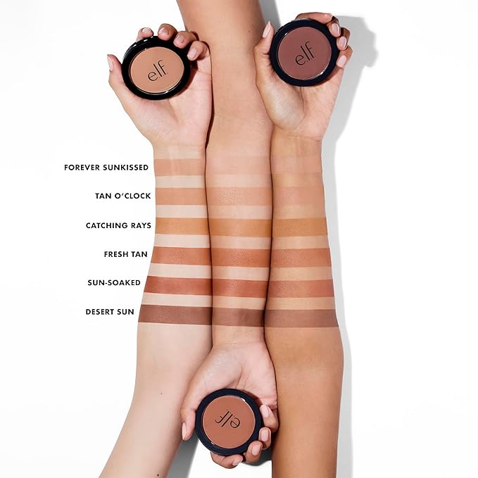 e.l.f. Primer-Infused Bronzer, Long-Lasting, Lightweight & Buildable Powder Bronzer, Delivers A Matte Finish, Vegan & Cruelty-Free, Sun-Soaked-BrightBean Baby