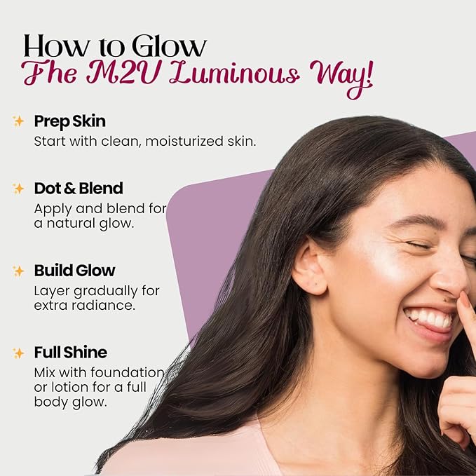 M2U NYC Liquid Highlighter Makeup – Lightweight Luminizer for Natural Radiant Glow with Shimmer – Ultra Smooth Hydrating Illuminator, Face, Cheekbone & Body Glow Enhancer Pink Pearl (Futurity)-BrightBean Baby
