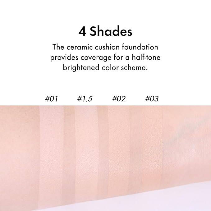 Amuse SEOUL Ceramic Skin Perfector Cushion Foundation Refill | Long-lasting, Lightweight, Semi-matte, Flawless Coverage, Hypoallergenic, Korean Beauty, Vegan(15g / 0.52 oz.) ([Refill] 02 HEALTHY)-BrightBean Baby