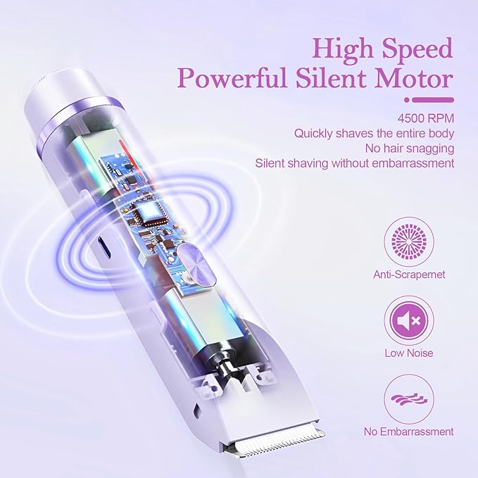 Dermave Bikini Shaver 2.0, 2025 New Glow Aura Bikini Trimmer for Women, 2 in 1 Dual Head Electric Razors for Women, IPX7 Waterproof Wet & Dry Electric Shaver, Portable Body Shaver (Purple)-BrightBean Baby