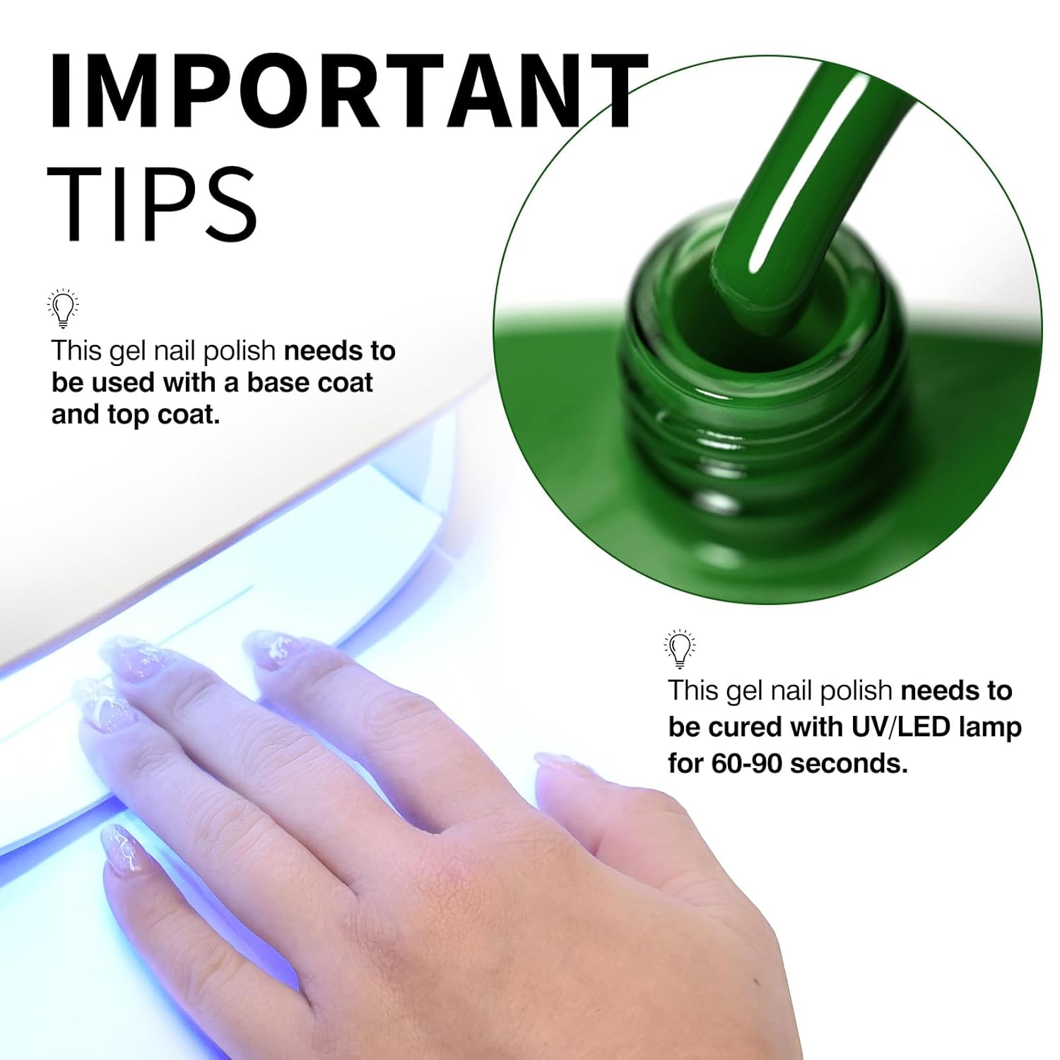 CANNI Green Gel Nail Polish, 1Pcs Emerald Dark Green Color Gel Polish Nail High Gloss Soak Off UV French Manicure Salon DIY-BrightBean Baby