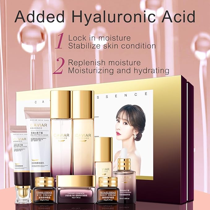 O’KADY 9 Pcs skincare set Anti Aging Skin Daily Care Routine Kit With Vitamin C and Peptides Facial Cleanser Eye Mask Toner Serum Eye Cream Lotion Cream Lady Cream Gifts sets for Valentine's Day-BrightBean Baby