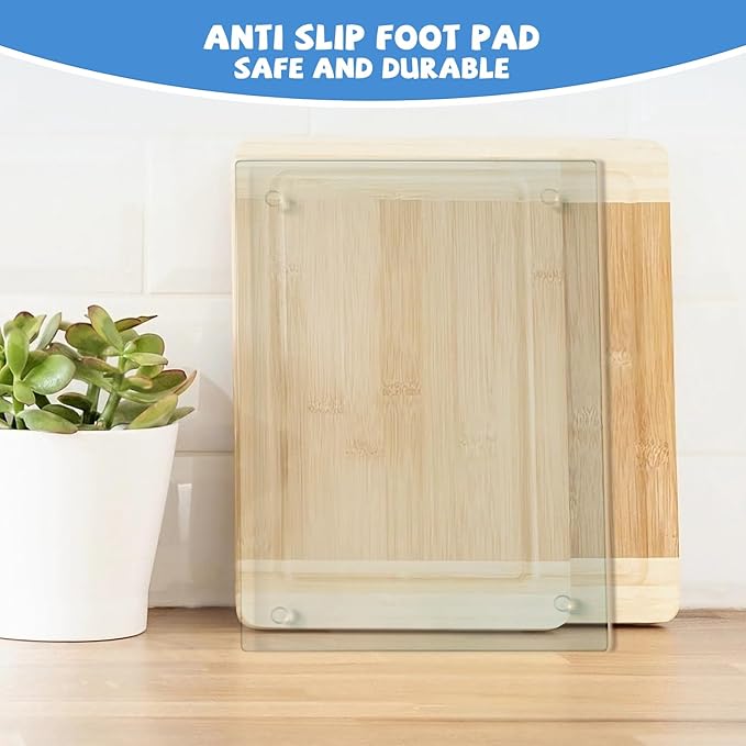 Tempered Glass Cutting Board for Kitchen, Clear Glass Board for Countertop, with Non-Slip Feet, Heat Resistant, Extra Large Size 18x24" 1Pcs