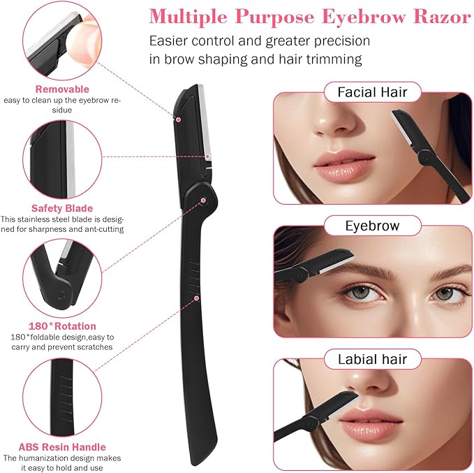 Tweezers Set, Hyxhappy 9 pcs Professional Stainless Steel Tweezer Kit for Women Facial Hair, Precision Plucke Tweezers with Luxurious Travel Case for Ingrown Hair Removal-BrightBean Baby