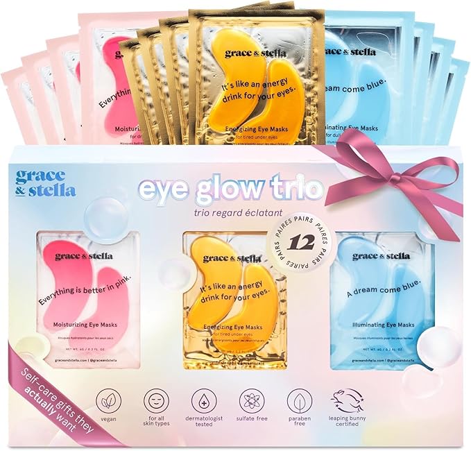 grace & stella Under Eye Patches (12 pairs) Eye Masks for Puffy Eyes and Dark Circles - Birthday Gifts for Women, Bachelorette Party Favors, Bridesmaid, Self Care and Relaxation Gifts for Her - Vegan-BrightBean Baby