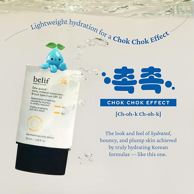 belif Dew Guard - Daily Mineral sun SPF 50 Hydrating Niacinamide Sunscreen (1.69 fl. oz) - Daily Broad Spectrum, Reduces Redness, No-White Cast, Non-Greasy, Korean Skincare-BrightBean Baby