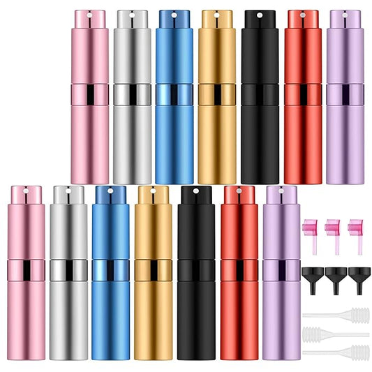 14 PCS/8ML Portable Atomizer Perfume Bottles, Mini Empty Refillable Cologne Spraye Bottle, Pocket Travel Perfume Liquid Sprayer (Mixing Colors)-BrightBean Baby