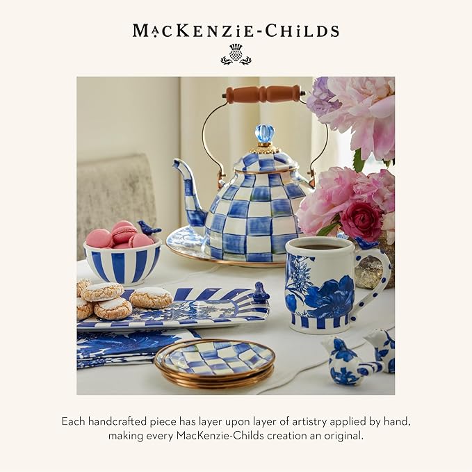 MACKENZIE-CHILDS Enamel Charger Plate, Charger Decoration for Dinner Plates or Home Decor, 12 Inches, Blue-and-White Royal Check, Set of 1