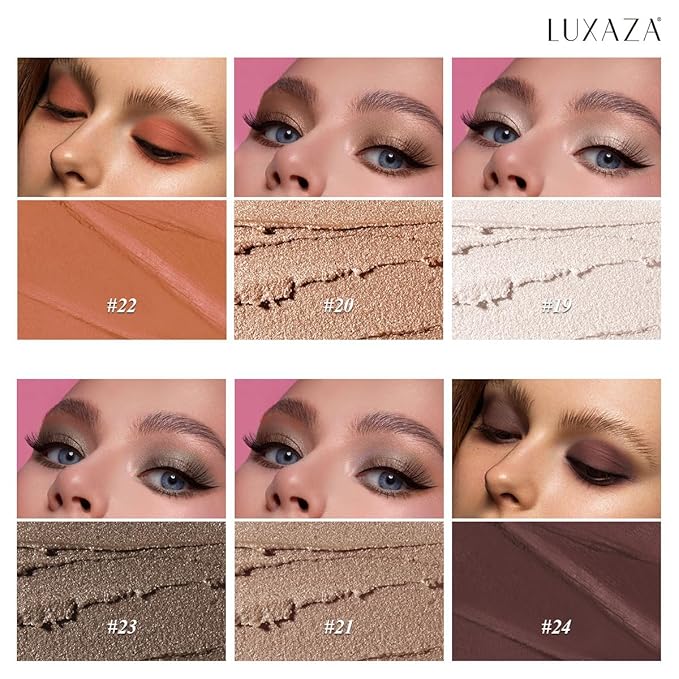 Neutral Eyeshadow Stick Makeup Set, Metallic Shimmer Matte Cream Eye Shadow Eyeliner Brightener Pencil Crayon - Cinnamon Coco-BrightBean Baby