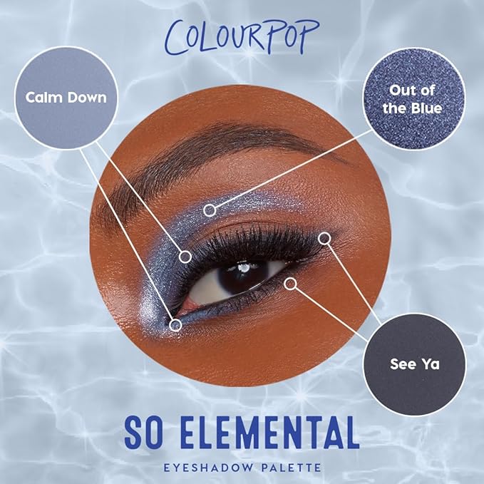Colourpop So Elemental Eyeshadow Palette - Blue & Silver Shadow Palette with Metallic and Matte Finishes - High-Pigment Eye Makeup with a Long-Wearing Formula (0.3 oz)-BrightBean Baby