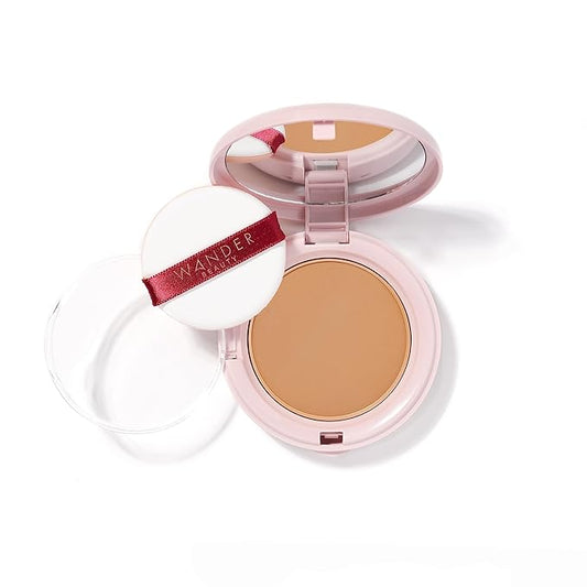 Wander Beauty Wanderlust Powder Foundation - Rich - Blurs and Evens Skin Tone - Perfects and Hydrates With Hyaluronic Acid, Aloe, Honeysuckle, & Vitamin E - Lightweight, Buildable Coverage - 0.31 oz-BrightBean Baby