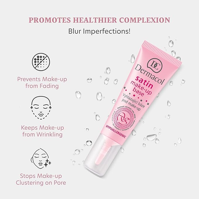 Dermacol - Satin Makeup Base, Matte Face Primer for Wrinkles and Pores, Transparent Makeup Primer for Oily Skin & Dry and Combination Skin, Easy to Blend Pore Filling Primer, No Preservatives, 10 mL-BrightBean Baby