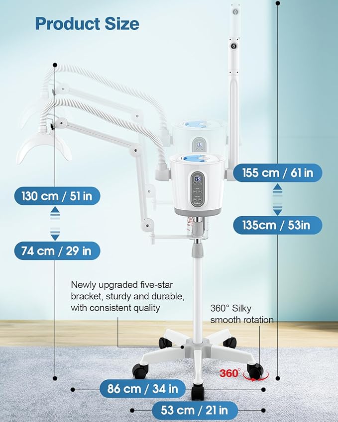 Kingsteam Professional Hot and Cold Facial Steamer，Nano Water Mist, Large Capacity Steam, 30 Min Timer, Deep Cleansing, Designed for Beauty Salon, Skin Clinic, Professional Salon, Home-BrightBean Baby