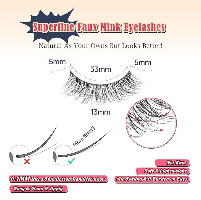 False Lashes Natural Look Wispy Eyelashes 13MM Eye Lash Pack for Daily C Curl Natural Lashes 7 Pair Siligli-BrightBean Baby