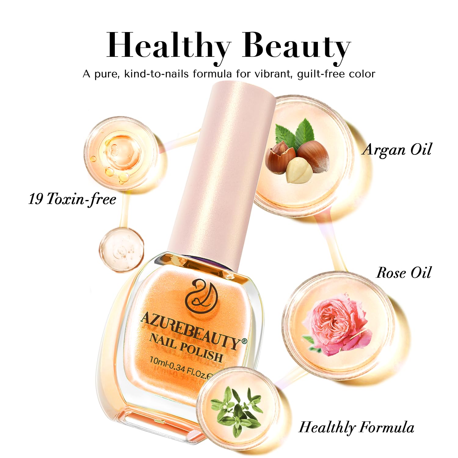 AZUREBEAUTY Nail Polish Set, 4 Colors Shimmer Glitter Neon Pink Orange Green Purple Spring Summer Long Lasting Quick Dry Natural Fingernail Lacquer Strengthening Kit with Top Coat DIY Salon-BrightBean Baby