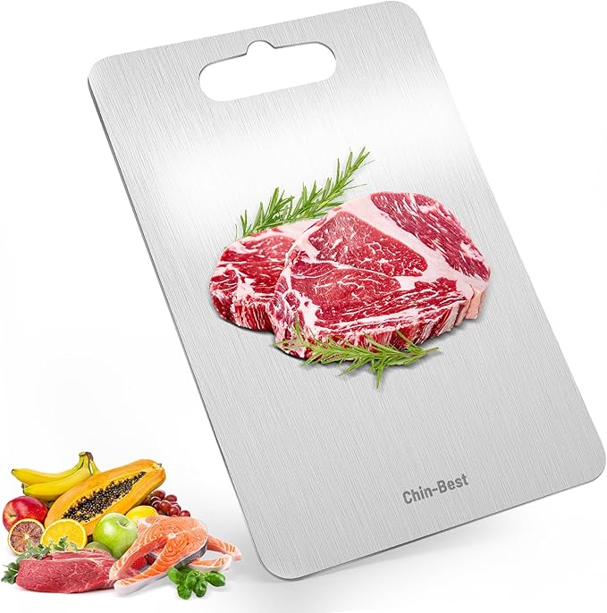 Titanium Cutting Boards For Kitchen, Double-Sided Food-Grade Kitchen Stainless Cutting Board, Non-Toxic & Non-Slip, Dishwasher Safe, Ideal For Indoor, Outdoor, Camping & Bbq Parties, M 13.4“ * 9”